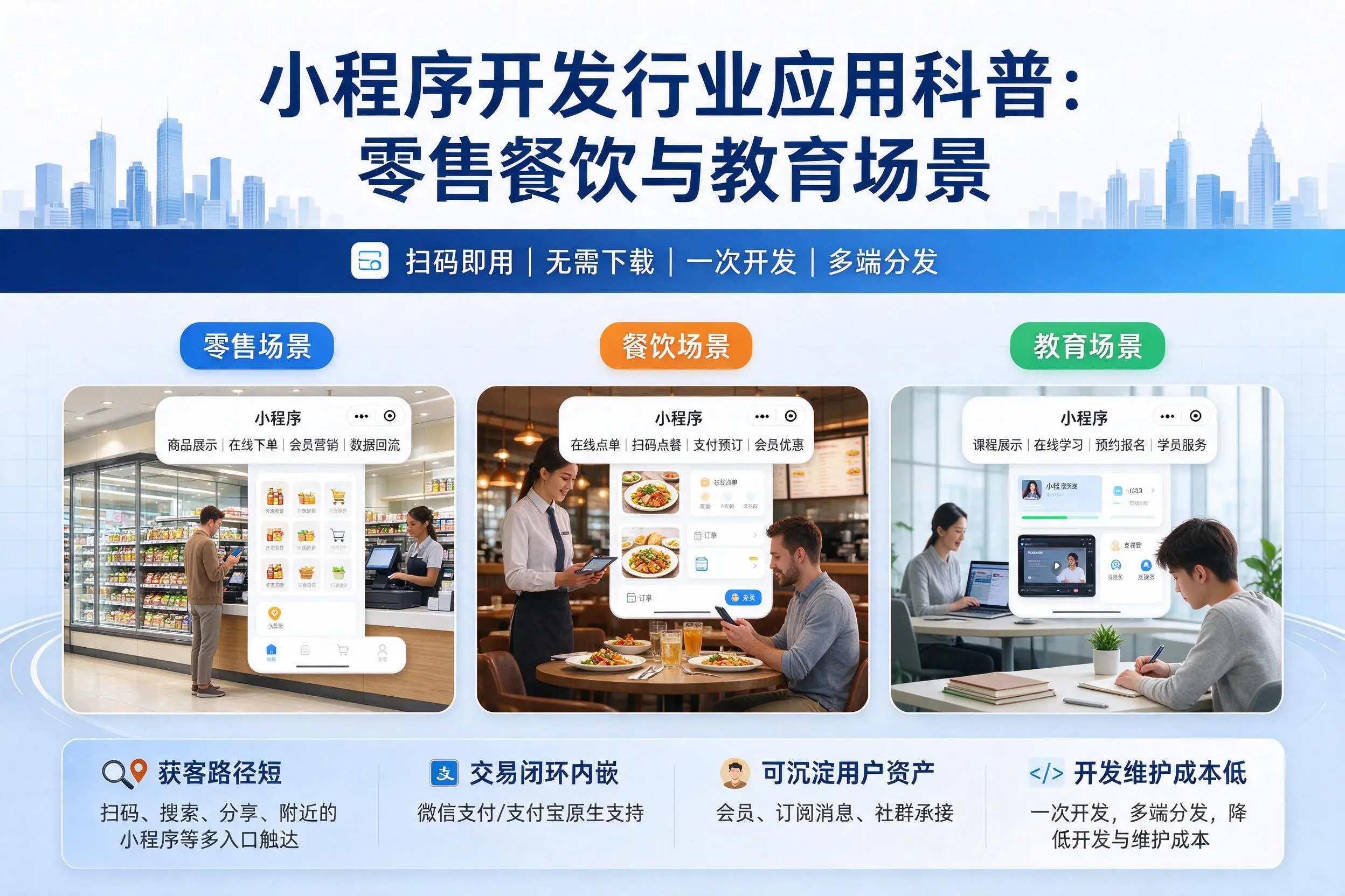 大兴安岭小程序开发行业应用科普：零售餐饮与教育场景
