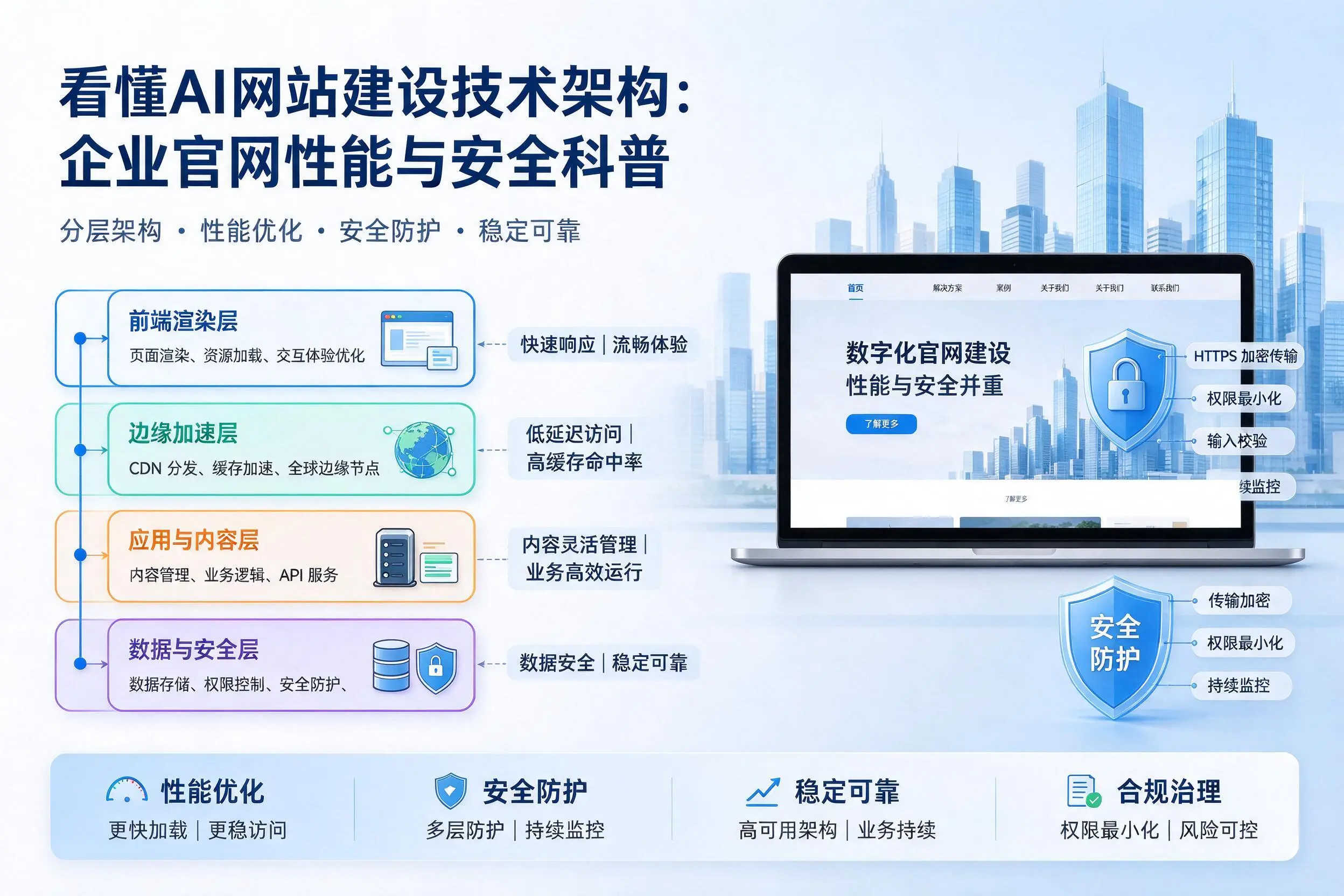 看懂AI网站建设技术架构：大兴安岭企业官网性能与安全科普